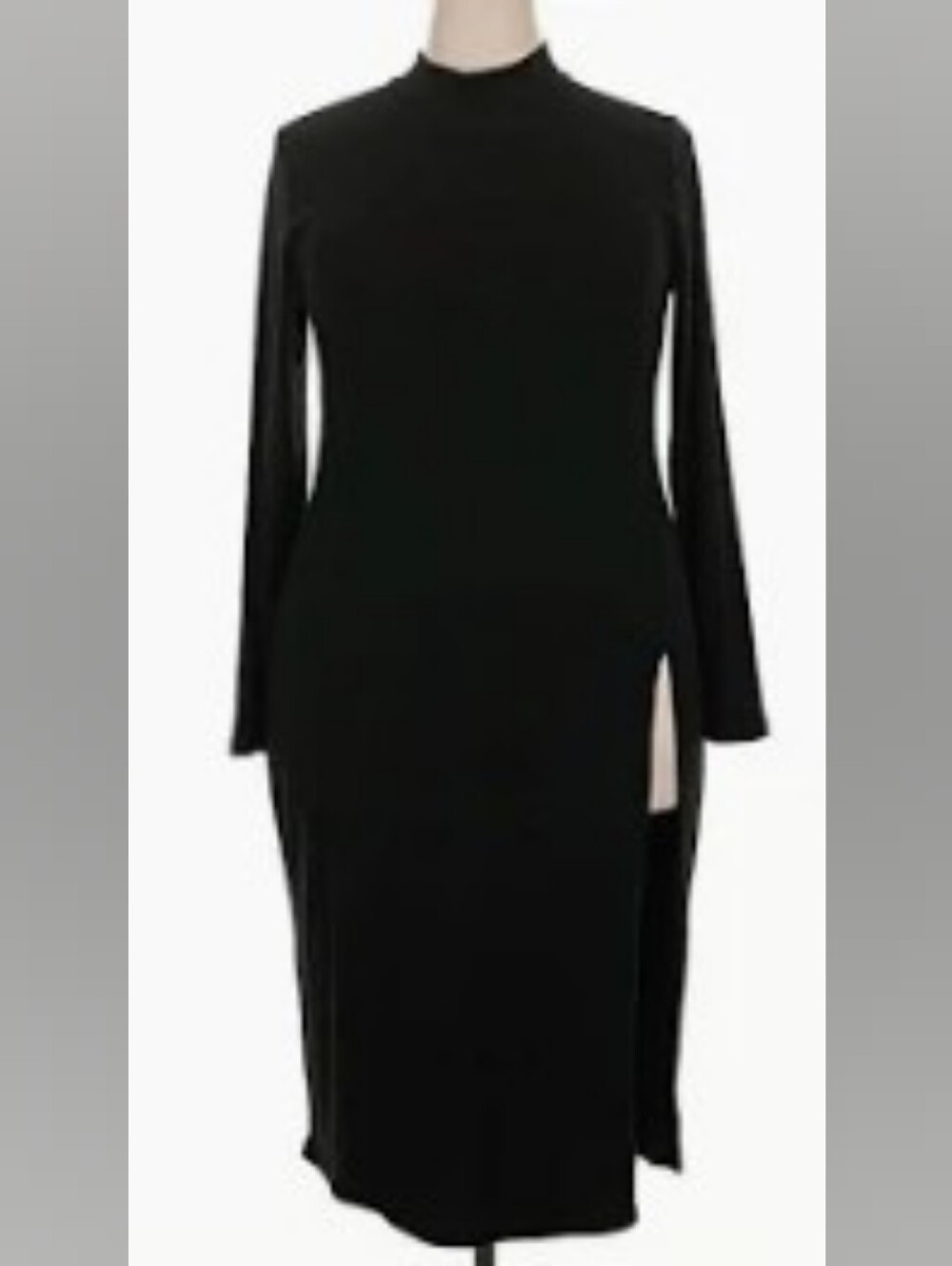 Torrid Long Super Soft, Rib Knit, High Slit, Mock Neck, Long Sleeve Dress Size 4 - Picture 4 of 11